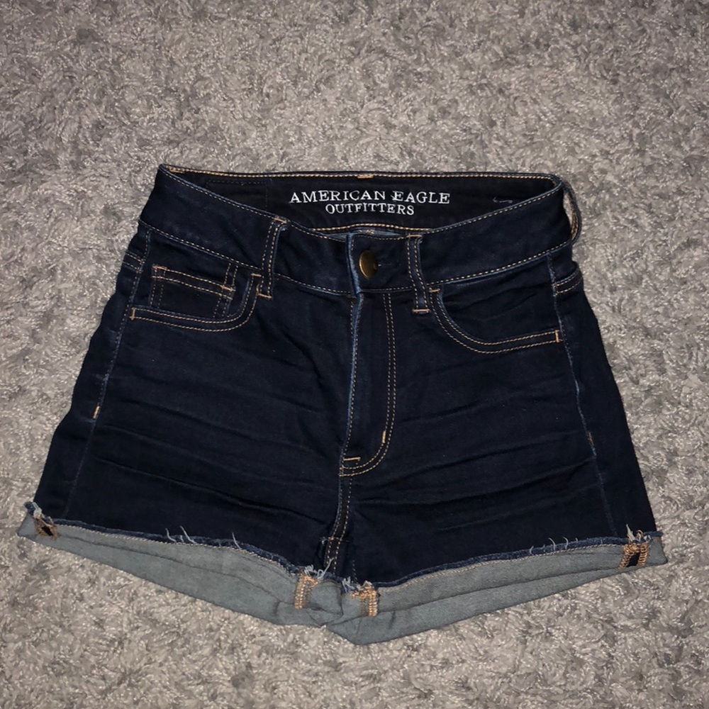 Dark denim high waisted shorts like new